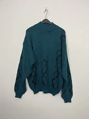 Vintage Knit Abstract Pattern Sweater JEAN LEGALLI Retro Cosby Jumper Size 50 • £17.99