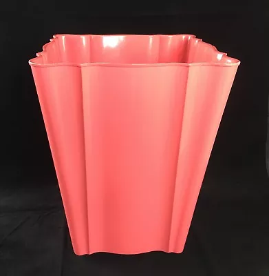 Vintage Schwarz Bros Scalloped Square Flamingo Pink Plastic Bath Waste Basket • $49.95