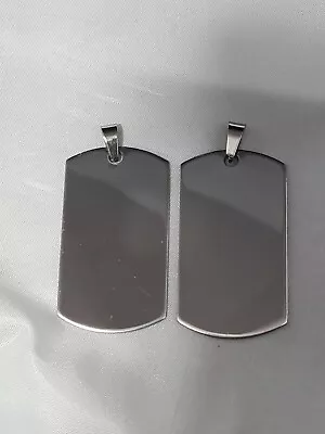 2 Stainless Steel Dog Tags Military Style Blank (PHSS 185) • £5.50