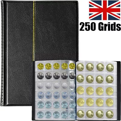 Collector Coin Album For 250 Coins Mix Sizes Book Folder Big Capacity 10 Pages • £11.89