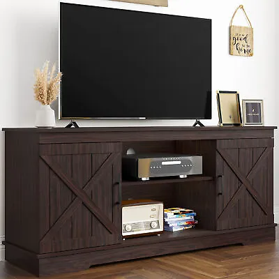 Farmhouse TV Stand Cabinet For TVs Up To 65 Inch TV Media Console With Barn Door • $128.99