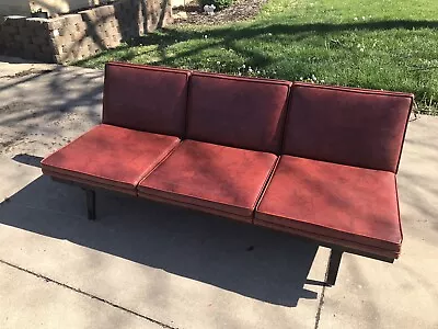 Vtg 60s MCM Charles Eames For Herman Miller Red Vinyl Lounge Sofa RARE • $1200