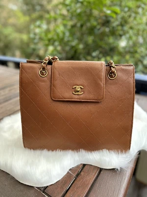 $2900 • Buy Chanel Matelasse Caviar Caramel Tote Shoulder Vintage Bag Brown