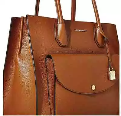 🌞michael Kors Mercer Luggage Brown Leather Extra Large Pocket Tote Bag🌺nwt! • $232.49