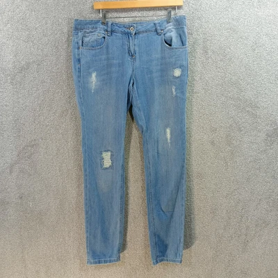 £13.49 • Buy Next Relaxed Skinny Blue Jeans Ripped Distressed Everyday Y2k Uk 14l