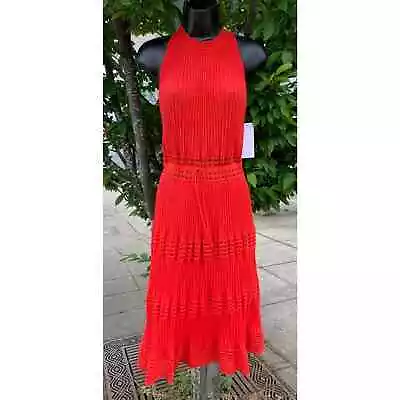 MISSONI Size 38 Red Ribbon Perforated Long Dress • $110