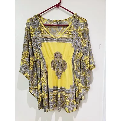 Madison Boho Kaftan Cape Kurti Poncho Top Size Small • $10