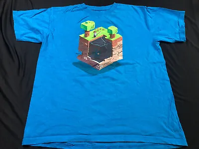 Minecraft T Shirt Lil Guys Size X-Large Blue Fishing Steve Cube Video Game • $9.99