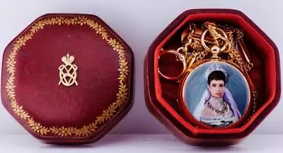 Antique Hand Painted Enamel 18k Gold Pocket Watch-Russ Empress Maria Feodorovna • $13688.50