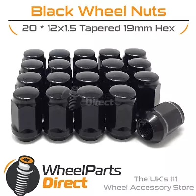 Wheel Nuts (20) 12x1.5 Black For Mazda MPV [Mk1] 88-99 On Aftermarket Wheels • $26.52