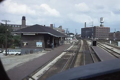 Orig Slide MILW Milwaukee Road In Cab View Of Depot Western Ave Chicago IL 1974 • $4.50