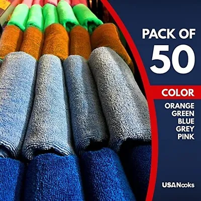50 Pack Bulk Microfiber Cleaning Cloth No Scratch Rag Polishing Detailing Towel • $19.99