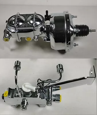 7  Street Rod CHROME Power Booster W/ Master Cylinder & Disc Drum Prop. Valve • $179.95