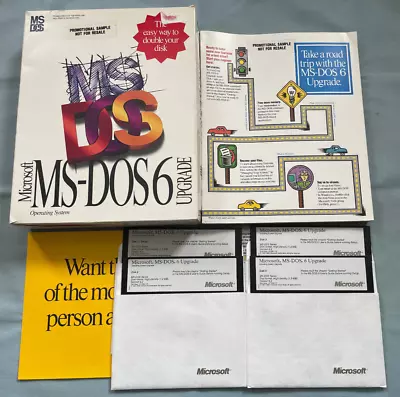 Microsoft MS-DOS 6 Upgrade - 1993 PC Computer 5.25  OS Software COMPLETE In Box! • $39.99