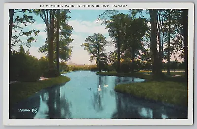 Victoria Park Summer Lake Swans Reflection Pond Kitchener Ontario Posted 1942 ON • $5