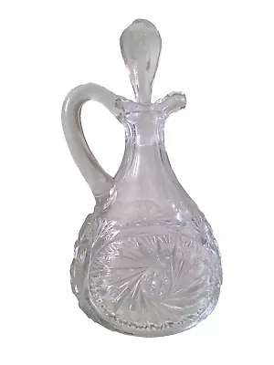 Vintage Cut Glass Cruet With Handle And Glass Stopper • $14.99