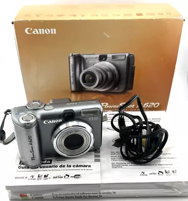 Canon PowerShot A620 7.1MP Digital Camera Silver 4x Zoom IOB Tested • $213