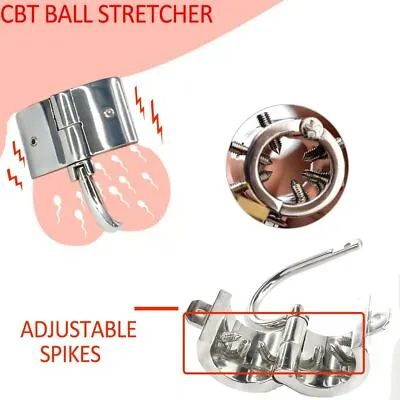 CBT Spike Ball Stretcher Metal Enhancer Chastity Device Ring Lock Scrotum • £27.95