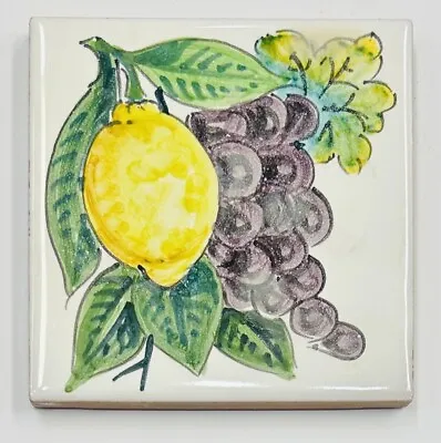 Vietri Pottery - 4’’x4’’ Lemon Tile Made By Hand In Italy • $19.99