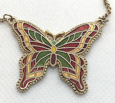 Vintage *sarah Coventry*  Fly-away  1978 Enameled Butterfly Pendant Necklace! • $15