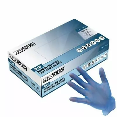 £4.99 • Buy Disposable Blue Vinyl Gloves Powder Free 100 Boxed Catering Food Medical