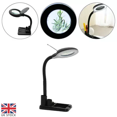 40 LED Desk Lamp Magnifying Magnifier Glass With Light Stand Clamp Read Lights • £14.19