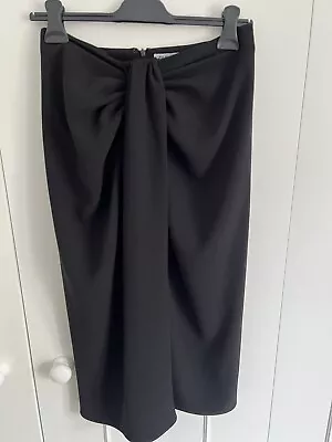 Zara Black Wrap Effect Midi Skirt Size Large • £5