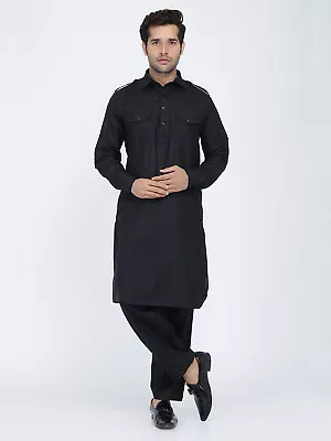 Mens Indian Pakistani Bollywood Designer Cotton Linen Pathani Suit Salwar Set. • $43.99