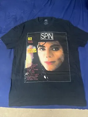 SPIN Michael Jackson Men's Black Short-Sleeve Crew-Neck Graphic T-Shirt. • $7.50
