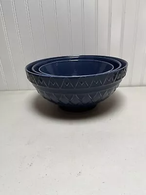 3 Over And Back Portugal Nesting Mixing Blue Patterned Bowls • $15