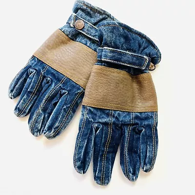 Vintage Levis Denim Gloves Mens XL Blue Fleece Lined Work Winter Cowboy Rodeo • $59.99