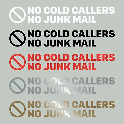 £1.99 • Buy No Cold Callers No Junk Mail - Front Door Letter Box Sticker Self Adhesive Decal