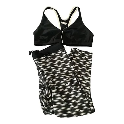 2 Piece NIKE DRIFIT LEGGINGS BLACK  With Speedo Top Sports Bra Activewear Set L • $39.99