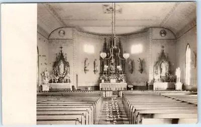 RPPC  MONONA Iowa  IA   Interior ST. PATRICK'S CATHOLIC CHURCH  C1910s Postcard • $7.63