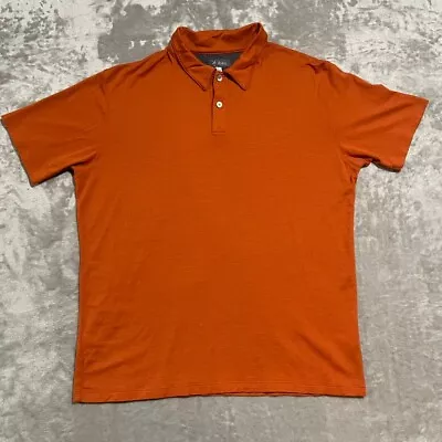 Ibex Shirt Mens Large Orange Polo Short Sleeve Merino Wool Made In USA • $39.95