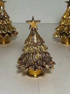 Vtg Department 56 Gold Tone Pewter Christmas Tree Place Card Holders Set Of 6(#3 • $73