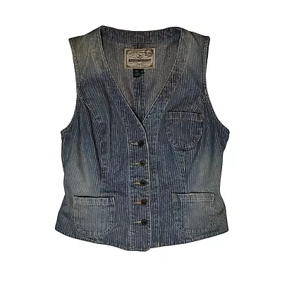 Denim Ralph Lauren Vest Gilet Waistcoat Size M Blue Retro Vintage • £28