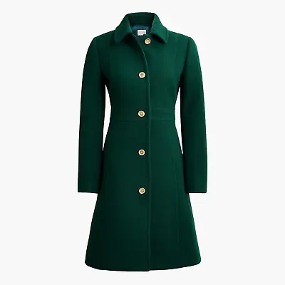 NWT - 8 - J.Crew Factory Wool-blend Lady Day Coat - Dark Forest • $298