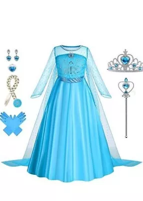 Snow Queen Long Sleeve Princess Elsa Frozen Costume Halloween Party Girls • $19.99