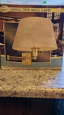 Vintage Swing Arm Wall Sconce Gold Lamp Wall Mount White Shade • $24.99