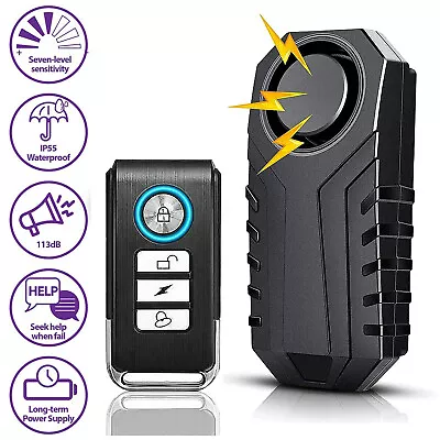 113dB Wireless Anti-Theft Vibration Motorcycle Bike Remote Security Alarm H9O7 • $13.92