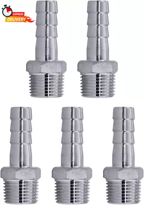 1/2  Hose Barb To 1/2  Male NPT 304 Stainless Steel Barbed Hose Fitting For Home • $20.99
