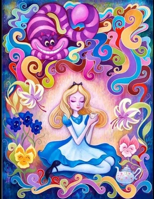 $13.95 • Buy SALE...DIY 5D DIAMOND PAINTING KIT~ALICE IN WONDERLAND No.3~ FULL  DRILL.40x30cm