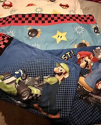 2012 Nintendo Super Mario Bros Mario Kart FULL Fitted/Flat Sheet &2 Pillow Cases • $34