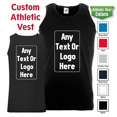 Personalised Custom Printed Valueweight Athletic Vest Sport Gym Summer Tank Tops • £10.39