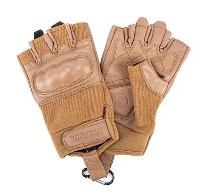 Tactical Fingerless Gloves / Goatskin Leather Hard Knuckle Military Gloves • £19.99
