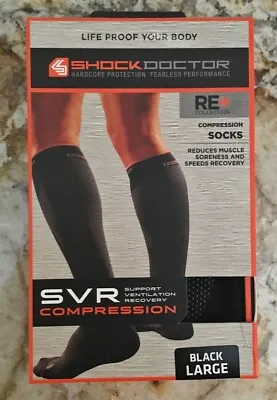$28.82 • Buy SHOCK DOCTOR SVR Compression 727 SE BLACK Recovery Socks NEW Mens S Shoe Sz 4-6