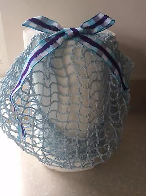 £10 • Buy 1940s Hair Snood/Net. Pale Blue. New. Handmade. Fine Yarn. Wartime Pattern