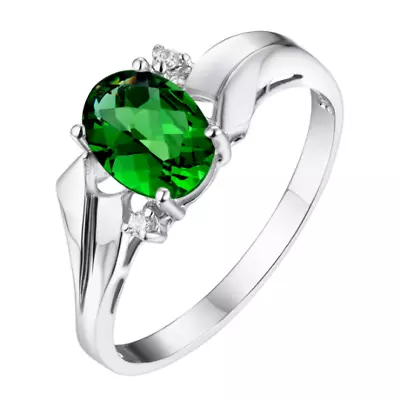 R1165G Mt St Helens Green Helenite 6x8mm 1.2Ct Sterling Silver Ring • $32