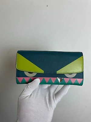 Authentic Fendi Logo Zippy Karl Lagerfeld Monster Wallet NEW • $215.79